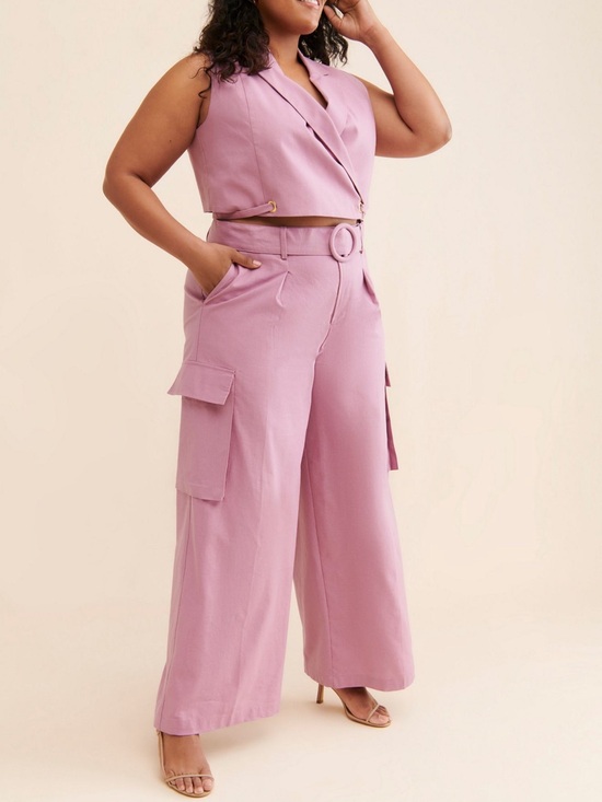 Eloquii Pants - NWT Anthropologie Eloquii Shayna Patch Pocket Mauve High-Waist Wide-Leg Pants